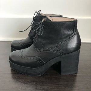 GeeWaWa Black Platform Combat Ankle Boots